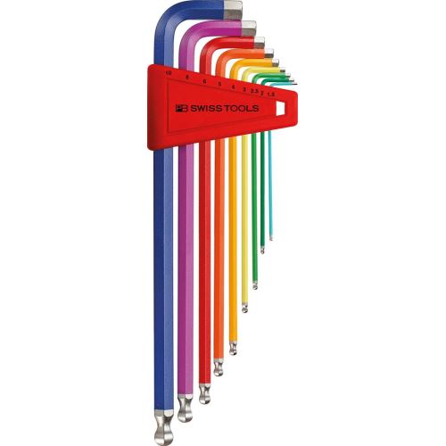 Sada inbusové klíče v plast. držáku 9 ks 1,5-10mm Rainbow Kul.hlava PB Swiss Tools