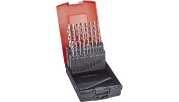 Sada spirálových vrtáků DIN338 HSS-Co5 typ TF 1,0-10,5mm zvyšování o 0,5mm + Vrták na před