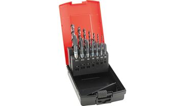 Sada stroj. závitníků DIN371/376  HSS-E M3-M12 6H INOX + jádr. vrtáky FORMAT