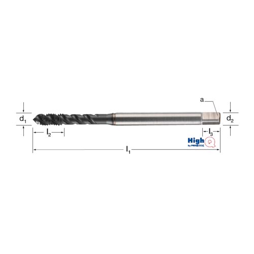 Závitník strojní HighQ DIN 5156/C, šroubovice 50°, 132295 G1/4-19, 6HX HSS-Co-PM/Hardlube
