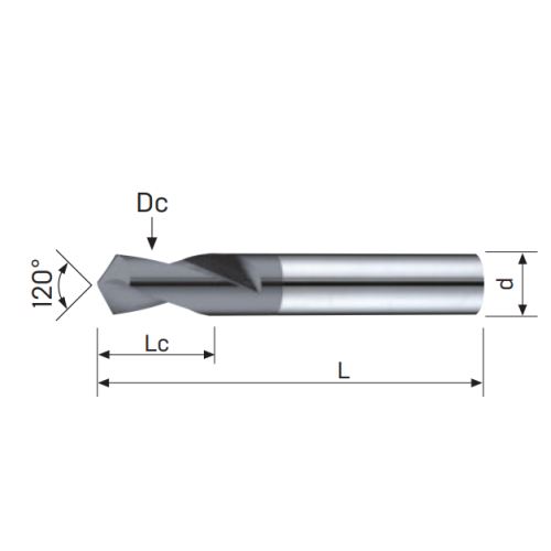 NC navrtávák tvrdokovový 120° 12,00x30x75 AlTiXN, 48HRc