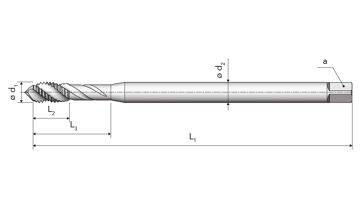 Závitník strojní ve šroubovici 40° prodloužený M6 ISO2/6H HSSE/TiN, A70 L TIN (1)