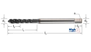 Závitník strojní HighQ DIN 371/C, šroubovice 50°, 132260 M6 6HX HSS-Co-PM/Hardlube