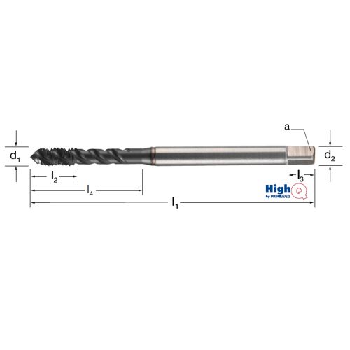 Závitník strojní HighQ DIN 371/C, šroubovice 50°, 132260 M2 6HX HSS-Co-PM/Hardlube