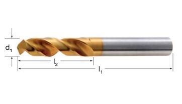 Vrták s válcovou stopkou krátký DIN 1897 typ PU 500, 118°, 100720 2,20 HSS-Co/TiN (1)