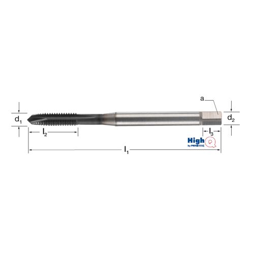 Závitník strojní HighQ DIN 5156/B, 132290 G1/4-19, 6HX HSS-Co-PM/Hardlube