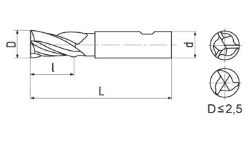 Mini fréza válcová čelní 4,5x7x38, Z3, ZPS, HSSCo8 ,N (1)