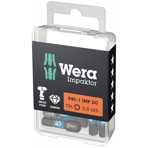 Bit Impaktor 1/4" DIN 3126 C6,3 vnitřní šestihran 5 x 25 mm balení 10 ks Wera 157605