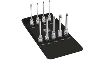 Sada šroubovákových hlavic dlouhá s přidržovací funkcí, Torx 1/2" 9 ks, Wera 004212 Sada šroubovákových hlavic dlouhá s přidržovací funkcí, Torx 1/2" 9 ks, Wera 004212