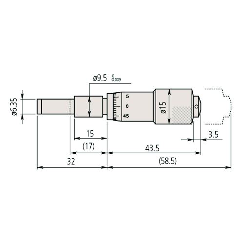 Mikrometrická vestavná hlavice malé velikosti, rozsah měření 0-0,5´´ (MITU-149-811)