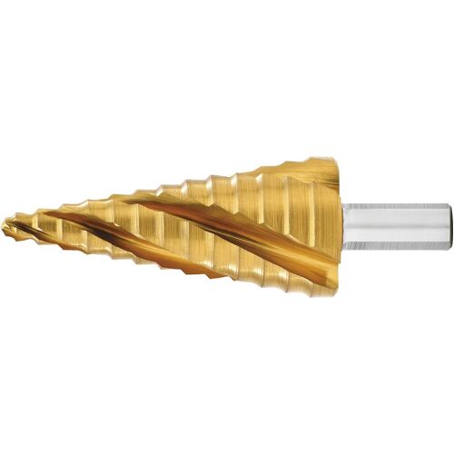 Stupňovitý vrták HSS TiN 4násobná spirálová drážka 6 - 30 mm EXACT 7058