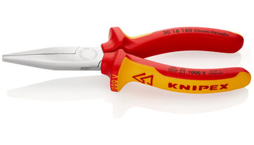 Kleště Langback s dlouhými plochými čelistmi 160 mm, izolované 1000 V, Knipex 3016160 Kleště Langback s dlouhými plochými čelistmi 160 mm, izolované 1000 V, Knipex 3016160