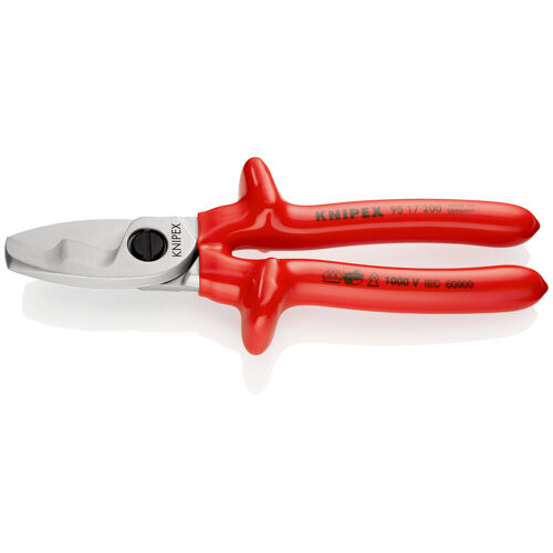 Nůžky kabelové 200 mm s dvojitým břitem, izolované 1000 V, Knipex 9517200
