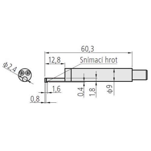 Dotek snímací pro malé otvory, průměr
2,8 mm, 2 µm, 0,75 mN (MITU-178-384)
