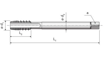 Závitník strojní DIN 376/C M14 ISO2/6H HSSE/TiH1, A67 TIH1 (1)