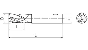 Fréza válcová čelní 12x26x83, Z3, DIN 844K, HSSCo8 ,W (1)