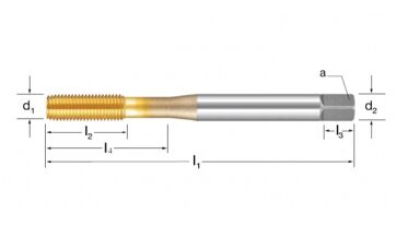 Závitník tvářecí s mazacími drážkami DIN 2174, 132695 M5X0,50 6HX HSS-Co/TiN Závitník tvářecí s mazacími drážkami DIN 2174, 132695 M5X0,50 6HX HSS-Co/TiN