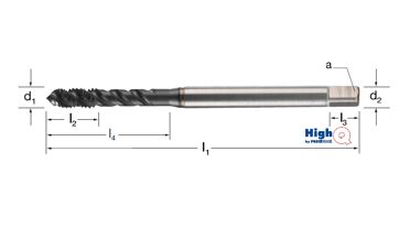 Závitník strojní HighQ DIN 376/C, šroubovice 50°, 132263 M16 6GX HSS-Co-PM/Hardlube