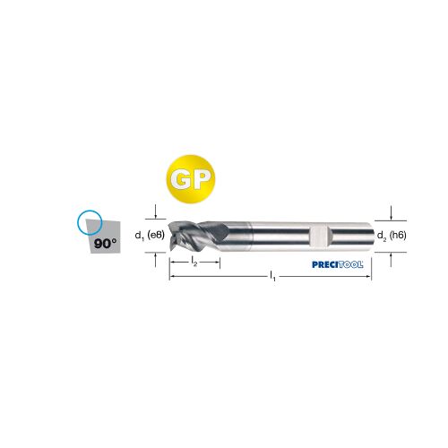 Fréza tvrdokovová PRECITOOL-GP 3-břitá P9, HB, 175364 3,00x6x54 VHM/ALNOVA, 90°, Inox