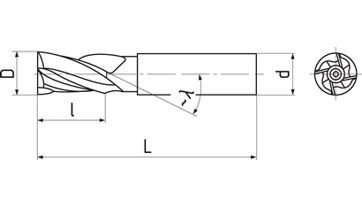 Fréza válcová čelní 13x26x83, Z4, DIN 844K, HSSCo8 ,N (1)