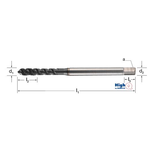 Závitník strojní HighQ DIN 374/B, šroubovice 50°, 132280 M10x1, 6HX HSS-Co-PM/Hardlube