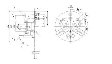 Silové sklíčidlo B208 3B 210 mm Kitagawa B208 (1)