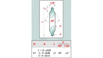 Vrták středicí 60° JIS, 4,0x0,8x35 HSS-E/TiN, řada 0818, Magafor (1)