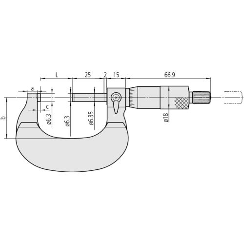 Mikrometr třmenový analogový 0,-25/0,001mm, třecí bubínek (MITU-102-313)