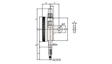 Úchylkoměr číselníkový analogový s očkem 5/0,01mm, (MITU-2045A) (1)