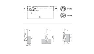 Mini fréza válcová čelní 2,5x8x39, Z3, ZPS, HSSCo8 ,N (1)