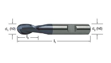 Fréza tvrdokovová rádiusová 2-břitá, stopka HA, 178265 4,00x8x57 VHM/ALCRONA, 62HRC