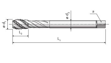 Závitník strojní ve šroubovici DIN 376/45° M16 6HX HSS-E-PM/TiN, P70 TiN (1)