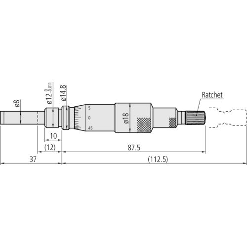 Mikrometrická vestavná hlavice,neotáčivé vřeteno,rozsah měření 0-1´´ (MITU-153-205)