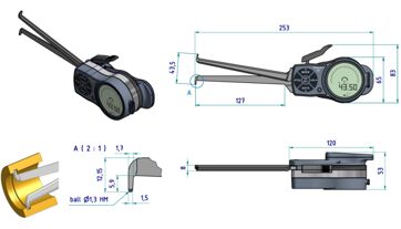 Úchylkoměr digitální 13-43/0,01/1,3 mm, vnitřní měření, IP67 (MITU-209-944) (2)