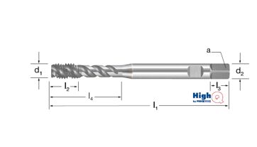 Závitník strojní synchro HighQ DIN 371/C, 50°, 132265 M5 6HX HSS-Co-PM/TiCN