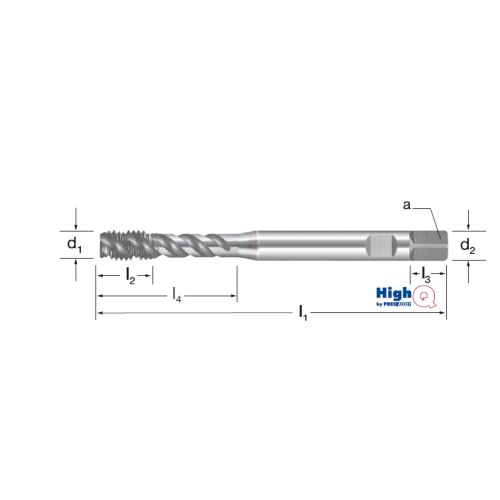 Závitník strojní synchro HighQ DIN 371/C, 50°, 132265 M2 6HX HSS-Co-PM/TiCN