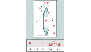 Vrták středicí 60° BS6 (5/8´´x1/4´´) 15,87x6,35x75 HSS, řada 114, Magafor (2)