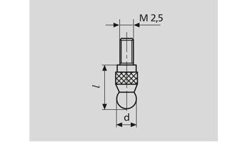 906 H Kulový měřicí dotek, Tvrdokov, l = 8.5 mm, d = 4,5 mm