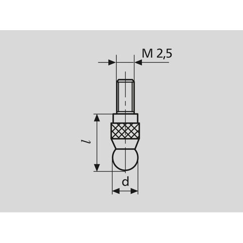 906 H Kulový měřicí dotek, Tvrdokov, l = 12 mm, d = 9,0 mm
