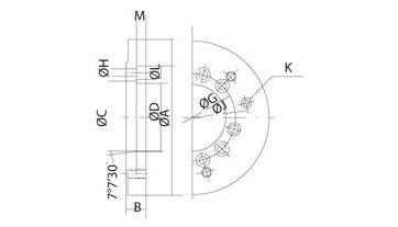Příruba na sklíčidlo DIN55026/21 140mm 3B KK6 Kitagawa CBB06A06 (1)