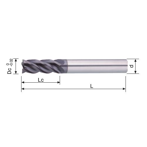 Fréza tvrdokovová 4-břitá 3,00x8x50 stopka 4,0 AlTiXN, 48HRc