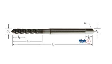 Závitník strojní HighQ DIN 376/C, šroubovice 50°, 135485 M12 6H HSS-Co-PM/TiCN, Inox