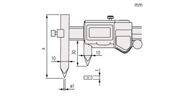 Posuvné měřítko digitální 10,1-160mm, posunutý střed, výstup dat, IP67, (MITU-573-615-20) (2)