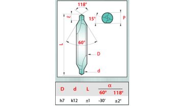 Vrták středicí 60° DIN 333A, 6,3x2,5x45 HSS-E/TiN, řada 0890, Magafor (1)