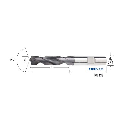 Vrták tvrdokovový GP 3xD, stopka HB, DIN 6537, 103432 7,20 VHM/TiAlN, Inox, 140°