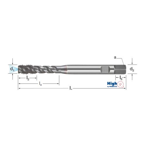 Závitník strojní synchro HighQ DIN 371/C, 50°, 132267 M10 6HX HSS-Co-PM/TiCN,