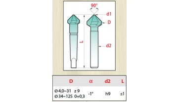 Záhlubník kuželový 3-břitý 90° DIN 335-C, 12,0 stopka 8mm, HSS-E, řada 431, Magafor (1)