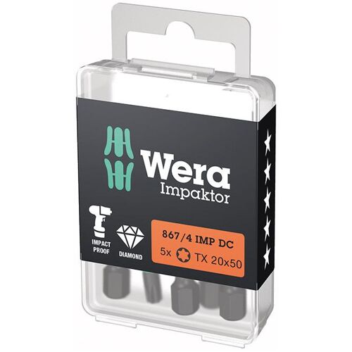Bit Impaktor 1/4" DIN 3126 E6,3 T20 x 50 mm balení 5 ks Wera 157664