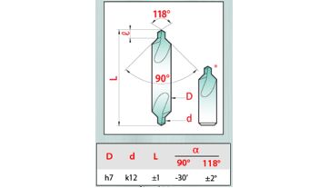 Vrták středicí 90° 6,0x2,0x45 HSS, řada 15, Magafor (1)