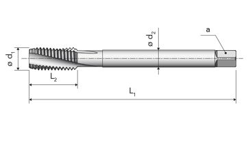 Závitník strojní ve šroubovici DIN 376/15° M16 ISO2/6H HSSE/vaporizovaný, A29 VAP (1)